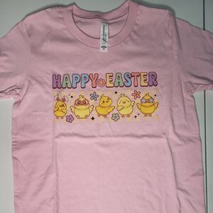 Bella Canvas Pink Kids Tee with Yellow Chick Easter Graphic